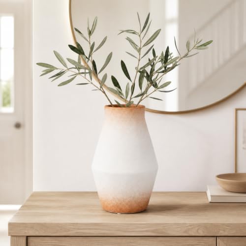 Rustic Farmhouse Ceramic Vase, 10 Inch - color: Brown and White, size: 10 inch
