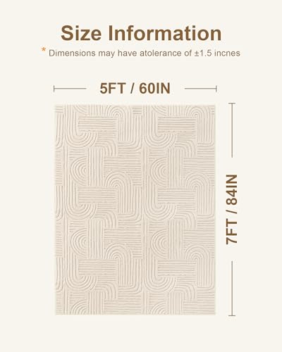 Carvapet 5x7 Area Rug Beige Modern Geometric Maze Washable Carpet - color: Abstract Beige, size: 5' x 7' Rectangular