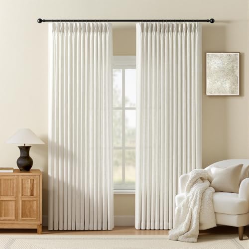 AUSSPVOCT Pinch Pleated Sheer Curtains 90 Inches Long for Living Room - color: Natural, size: 40"W x 90"L (Pack of 2)