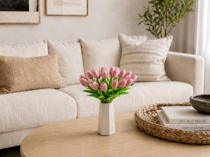 Mandy's 20 Stems Dusty Pink Artificial Tulip Flowers for Home Centerpieces - color: Dusty Pink 20pcs