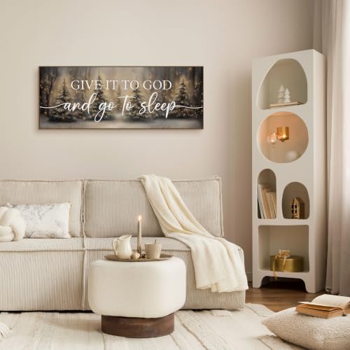 TLESKE Christmas Give It to God and Go to Sleep Sign Large Wall Art 15x40 - color: sleep-C