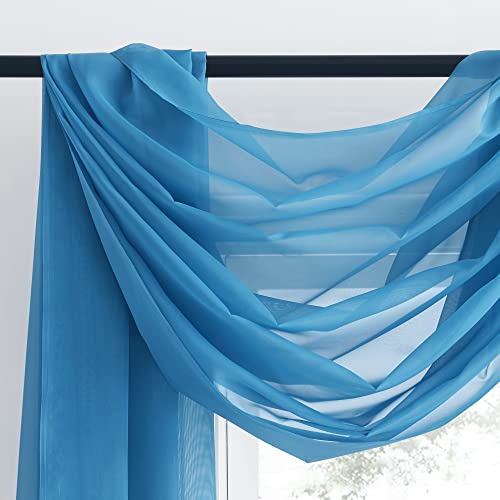 NICETOWN Turquoise Window Scarf Valances, Voile Sheer Scarf for Draping, Party Curtains for Bed Canopy/Birthday/Revelry, W60 x L216, 2 Panels - color: Turquoise