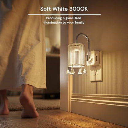 L LOHAS LED Night Lights Plug into Wall, Boho Fabric Cylinder Night Light - color: Silver pole -3000k, size: 2 Pack