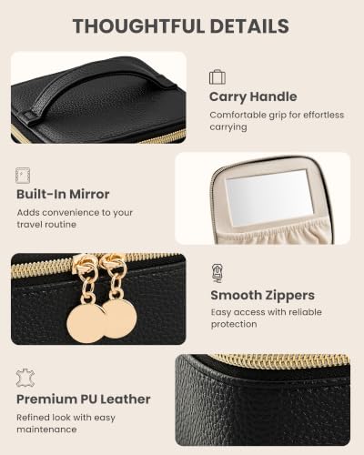 Lolalet Travel Jewelry Organizer for Women, Jewelry Case with Mirror - color: Black