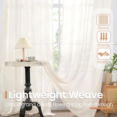 BGment Linen Curtains 36 Inch Length for Small Window Over Sink - color: Linen, size: 30"W x 36"L (Pack of 2)