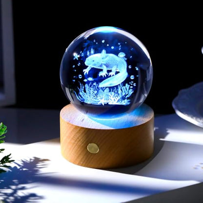 Ornalrist 3D Axolotl Gifts 3.15in Crystal Ball Figurine for Girls, Boys - color: Axolotl