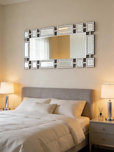Large 47"x24" Decorative Mirror with Crystal