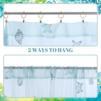 Tegeme 2 Panels Blue Ocean Sheer Curtains for Bedroom 84 Inch - color: Blue, style: Ocean