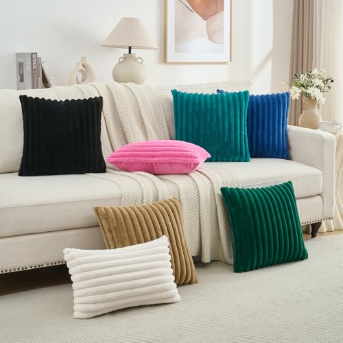 FUTEI Pack of 2 Faux Fur Throw Pillow Covers 12x20 Inch, Cream White - color: Cream White, size: 20" x 12" (Pack of 2)