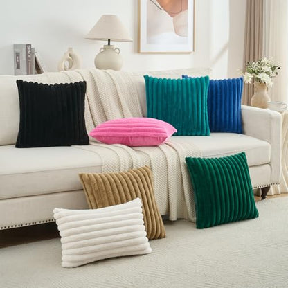 FUTEI Pack of 2 Faux Fur Throw Pillow Covers 12x20 Inch, Cream White - color: Cream White, size: 20" x 12" (Pack of 2)