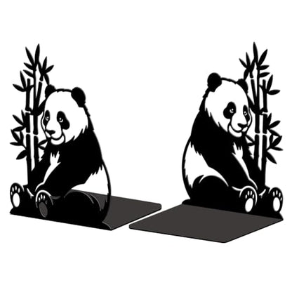 Peacoblue 5.3"x4.3"x7.5" Metal Bookends, Heavy Duty Book Ends for Shelves - style: Panda and Bamboo