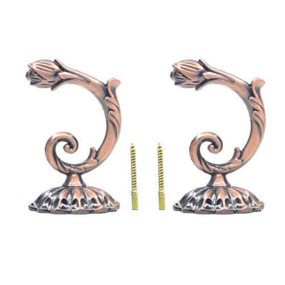 Ailejia 1Pair Curtain Tieback Hooks Metal Hooks Solid Color Simplicity European Crown Hook Design Curtain Holdbacks (red) - color: Red