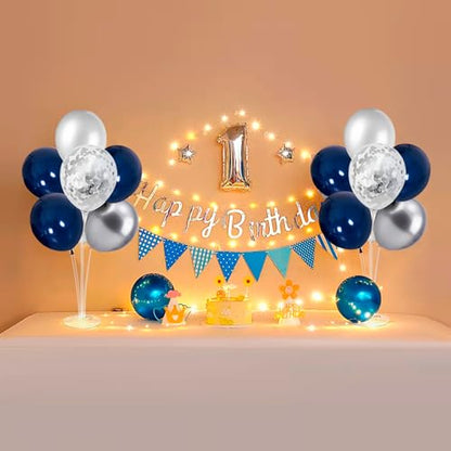 ZJDHPTY 4 Set Navy Blue Silver Balloon Stand Table Centerpieces Party Decor - color: Silver Navy Blue 4