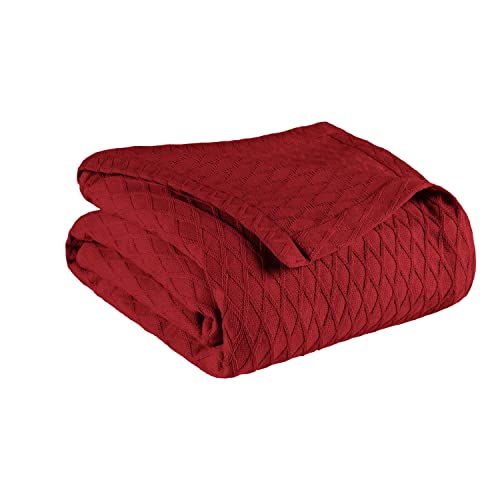 Superior Diamond Weave All-Season Cotton Blanket, Cover for Home, Couch, Bed, Soft, Warm Blankets, Boho Aesthetic, Comfy, Cozy, and Cute Covers, Decorative Bedding Essentials, Full/Queen, Burgundy - color: Burgundy, size: Full/Queen