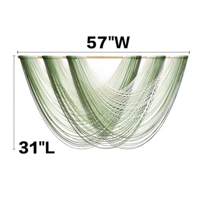 Macrame Wall Hanging Large Dip Dyed Boho Green Wall Art Decor 57"W*31"L - color: Green1