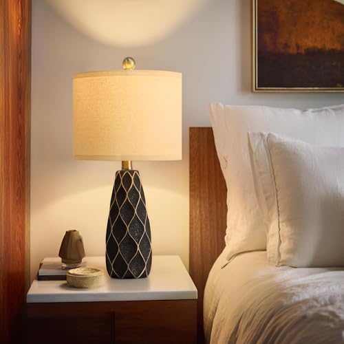 Small Table Lamps Set of 2 for Living Room, 20.25" Black Bedside Boho Lamps - color: Black, size: Small - 20.75''