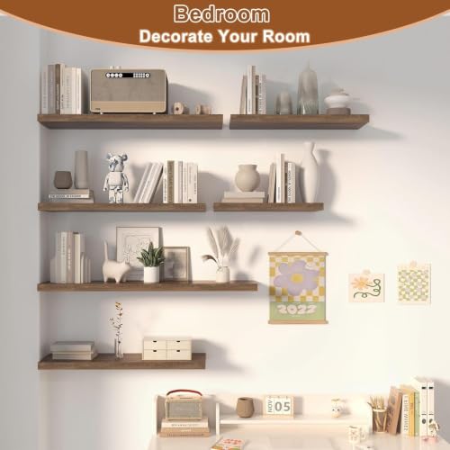 40 Inch Rustic Floating Shelf 1 Pack Large Floating Shelves for Wall No Drilling Accessories Included Deep Wall Shelves for Living Room Kitchen Farmhouse 40" W x 12" D x 1.2" Rustic Brown - color: Rustic Brown, size: 40 Inch