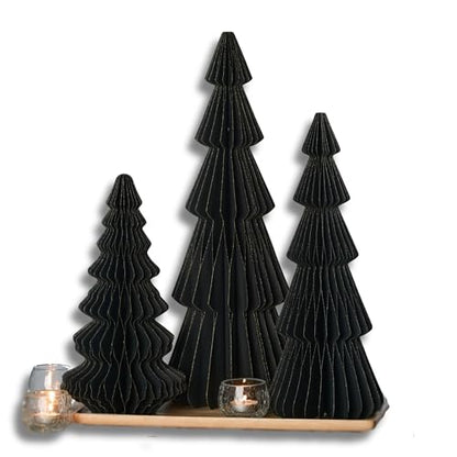 Your Heart's Content Set of 3 Black Winter Honeycomb Trees (Lg Set 3 Black) - color: Large Set 3 Black