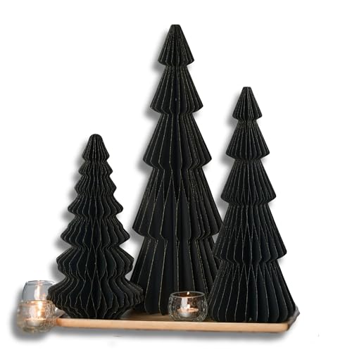 Your Heart's Content Set of 3 Black Winter Honeycomb Trees (Lg Set 3 Black) - color: Large Set 3 Black