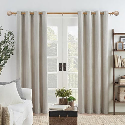Wood Curtain Rod for Windows 48" to 84" Adjustable Heavy Duty Curtain Rod - size: 48-84"(1 Pack)