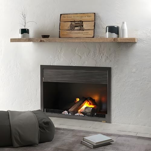 FLYJOE Floating Shelves | 8" Deep Rustic Reclaimed Barnwood Wall Hanging Shelves with Invisible Heavy-Duty Metal Bracket | Wall Mounted | Farmhouse Style | 48 inches, 2 PCs, Distressed Natural - color: Distressed Natural, size: 48inches-2P