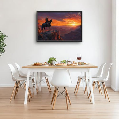 Trulave Framed Large Western Cowboy Wall Art for Living Room 36''x24'' - color: Western Cowboy, size: 36"L x 24"W
