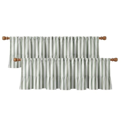 Emvency Valances for Windows, Line Ruffle Hem, 2 Pack, 52x18 Inch, Sage - color: Sage Green Farmhouse