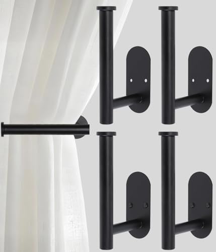 Curtain tiebacks Hooks Wall Mounted, Curtain holdbacks Screw-in, Curtain Holders for Drapes, Curtain Pull Backs, Curtain Tie Backs 304 Stainless Steels, 4 pcs - color: Black, size: 4Pcs