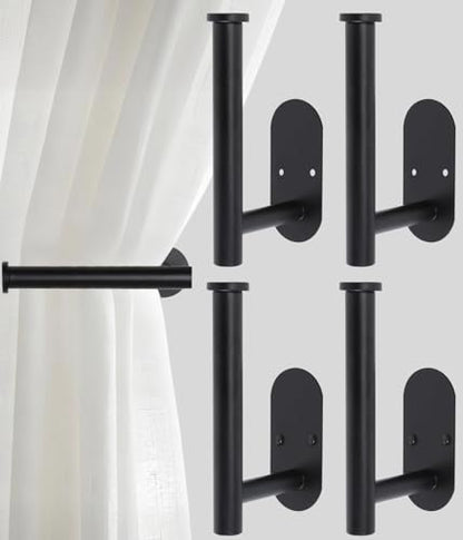 Curtain tiebacks Hooks Wall Mounted, Curtain holdbacks Screw-in, Curtain Holders for Drapes, Curtain Pull Backs, Curtain Tie Backs 304 Stainless Steels, 4 pcs - color: Black, size: 4Pcs