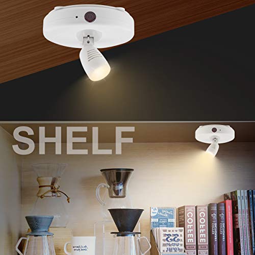 LUXSWAY Wirelss LED Spotlights Battery Art Lights with 2Remote Dimmable Accent Lights Display Picture Lights with Rotatable Head Stick On Wall Lights for Poster Dartboard Artwork-2Pack - color: White-2Pack