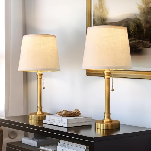 Oneach 19.5” Brass Gold Small Table Lamps Set of 2 for Living Room Bedroom - color: Gold