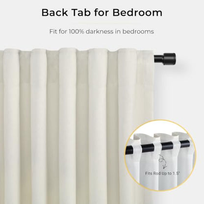 INOVADAY White 100% Blackout Curtains for Bedroom 102 Inch Long - color: Beige White, size: 50"W x 102"L (Pack of 2)