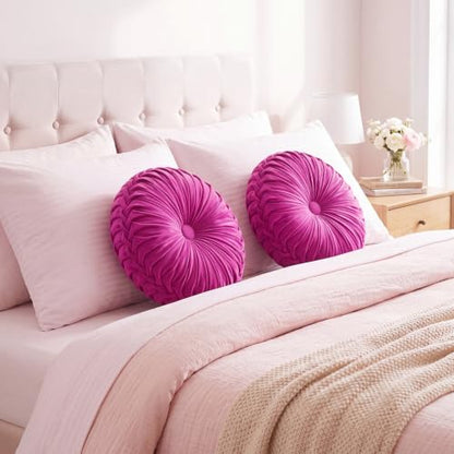 Drydiet 1 Pcs Round Throw Velvet Pillow (Magenta Pink, 15'') - color: Magenta Pink, size: 15''