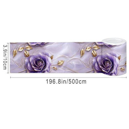 IVN Wallpaper Border Peel and Stick Wall Violet Gold Rose 4x196 Inch - color: Violet Gold Rose