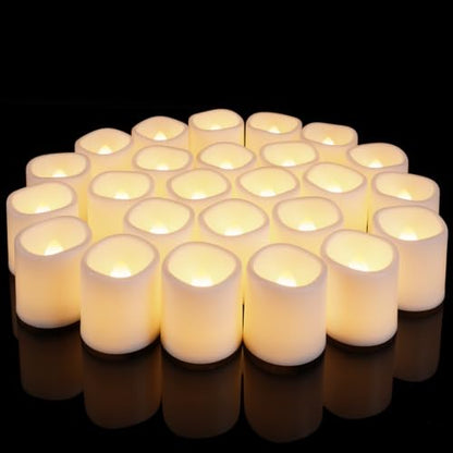 Homemory 50 Pack White Flameless Flickering LED Votive Tealights Candles - color: White (Warm White Llight), size: 50 Pack