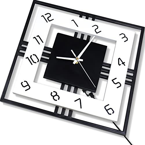 Modern Wall Clock for Living Room Decor Pendulum Large Silent Big Kitchen Wall Clock for Bedroom Black and White Decorative Office Non Ticking Battery Operated Wall Watch 26 Inch - size: 26inch