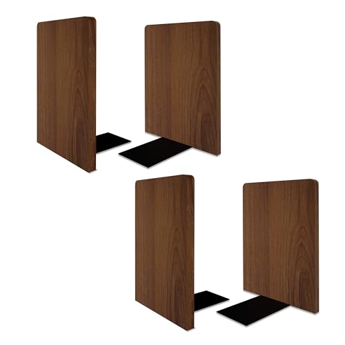 Myluxi Wooden Bookends for Shelves,Heavy Duty Walnut Book End 7x5x4in 2Pair - color: Square-2pair
