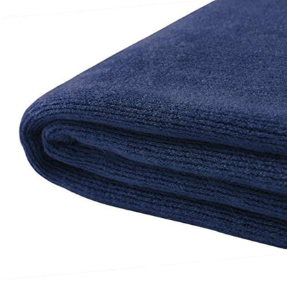 Homiest Navy Blue Knitted Throw Blanket with Fringe, 50x60 Inch - color: Navy Blue, size: 50" x 60"