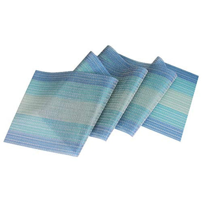 PIGCHCY 72 inches Table Runner,Table Centerpiece, Heat Resistant Vinyl Woven Washable Table Mats Sets (Coastal Blue) - color: Gradient: Blue Coastal, size: 1 Table Runner