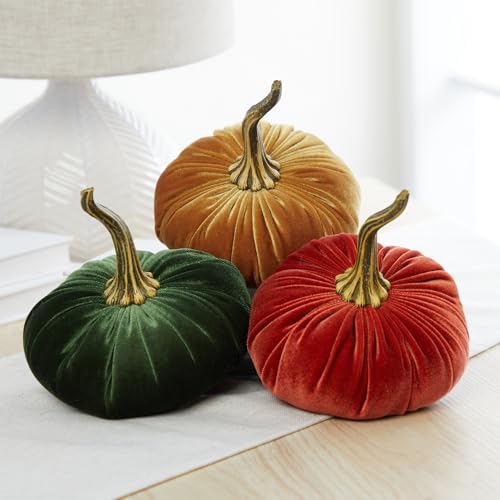 Your Heart's Content Gold 6.25 inch Velvet Pumpkin (Gold) - color: Gold