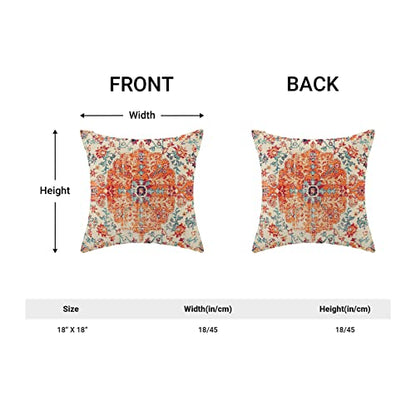 Burnt Orange Blue Carpet Boho Pillow Covers 18x18 Set of 2 - color: Boho-10, size: 18" x 18" (Pack of 2)
