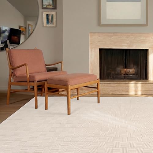 Revival Rugs Willow 5'x8' Area Rugs for Living Room Bedroom Dining Room - Washable, 100% Recycled, Oeko-TEX Certified, Modern, Medium Pile, Beige, Cream - size: 5'3" x 7'10" (Rectangular)