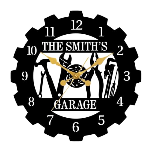Personalized Garage Clock, Custom Metal Wall Clock, Mechanic Garage Decor - color: Design7