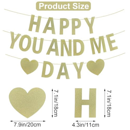 Yancan Gold Glitter Happy Anniversary Banner Wedding Engagement Valentine Day Paper Banner Husband Wife Anniversary Party Decoration