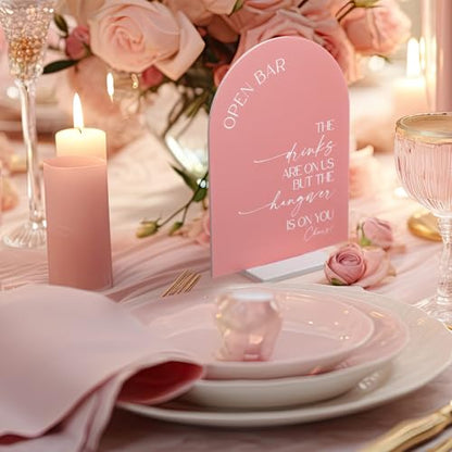 Weysat 4 Pcs Dusty Pink Acrylic Wedding Signs for Ceremony Reception - color: Dusty Pink