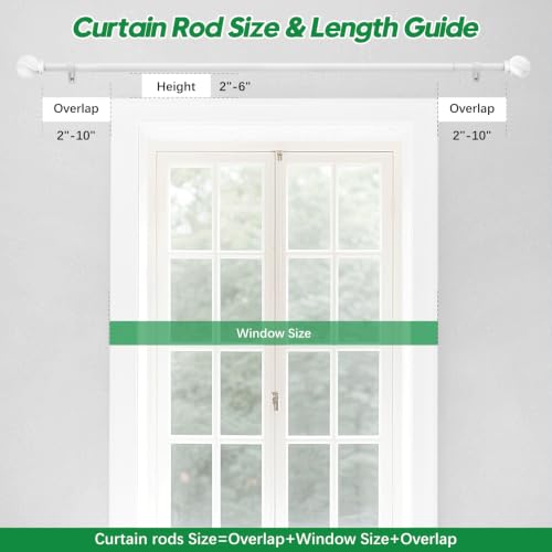 LLPJS Curtain Rods 16-92", 1 in Adjustable White Rod with Finials, 1 Pack - color: White, size: 16" to 92" - 1 pack