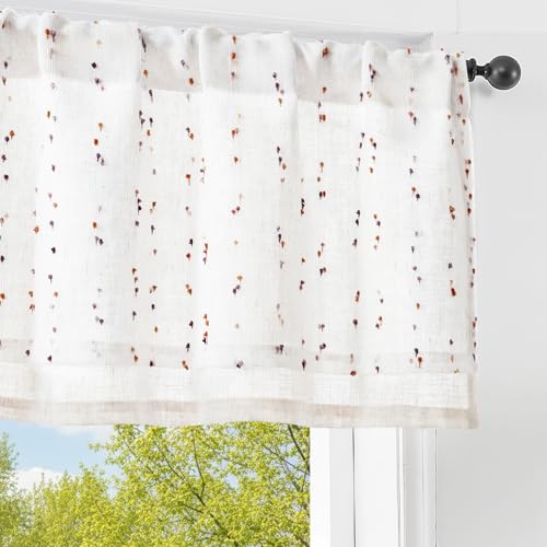 jinchan Kitchen Valance Curtain Double Layers, 50x16, 1 Panel, Amber Bloom - color: Double | Dottie Amber Bloom, size: 50"W x 16"L (Pack of 1)