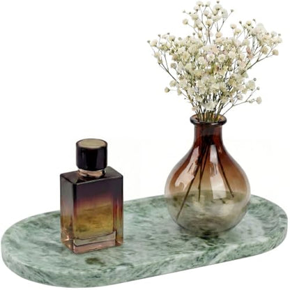 YKAJO Cloud Jade Oval Marble Tray, 11.8x5.9 Vanity Perfume Organizer Dish - color: Cloud Jade, size: 11.8" x 5.9" x 0.6"