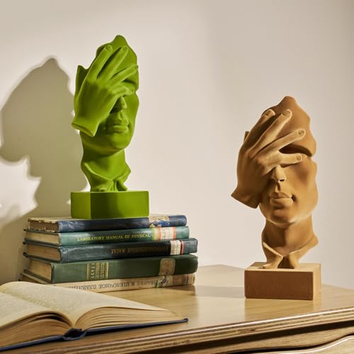 Thinker Statue See No Evil with Soft Velvety Texture, Brown - color: Nosee-brown