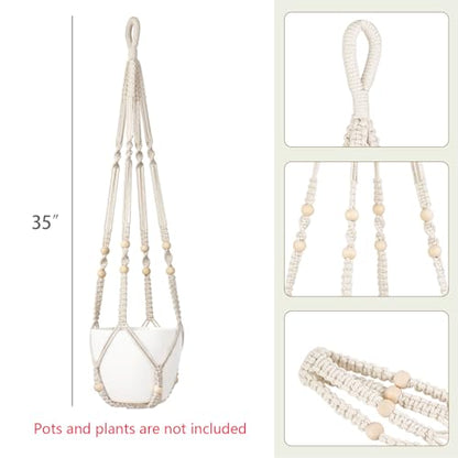 Dahey Set of 2 Macrame Plant Hanger Indoor 35" Hanging Plant Holder Basket